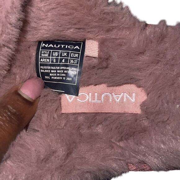 Nautica Aren Pink Faux Fur Slippers Size 6 NWOB Cozy Open Toe Slides - Picture 6 of 6